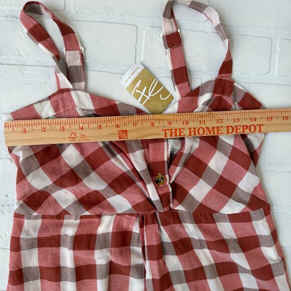 Suzanne Betro NWT Orange Brown White Plaid Midi Sleeveless Dress -sz S - Picture 5 of 6